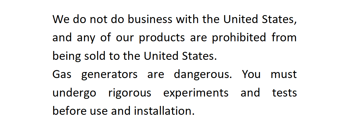 We do not do business with the United States, and all our products are prohibited from being sold to